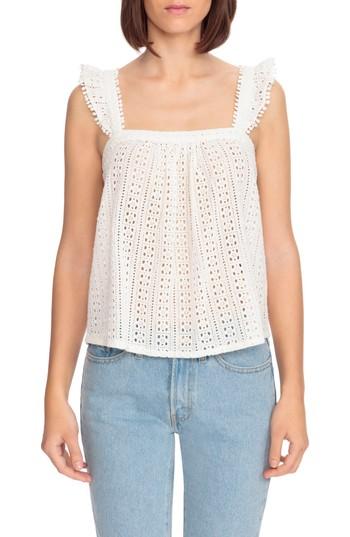 Women's Sezane Abby Eyelet Blouse Us / 34 Fr - White