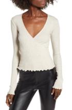 Women's Bp. Lettuce Edge Ribbed Top, Size - Beige