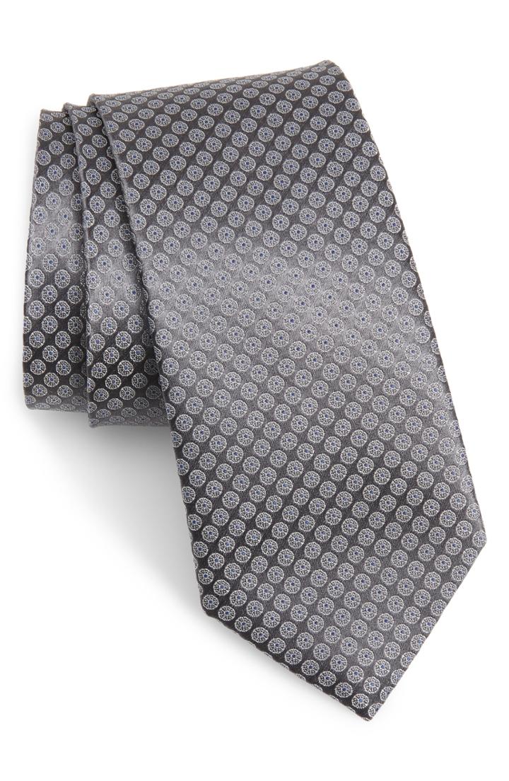Men's Nordstrom Men's Shop Wall Street Medallion Silk Tie, Size - Grey