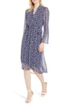 Women's Anne Klein Dot Print Chiffon Midi Dress - Blue