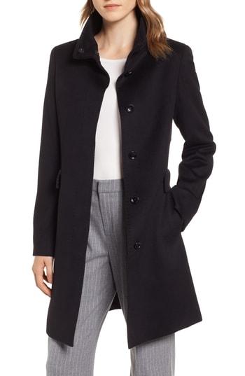 Women's Max Mara Agnese High Collar Wool Coat - Black