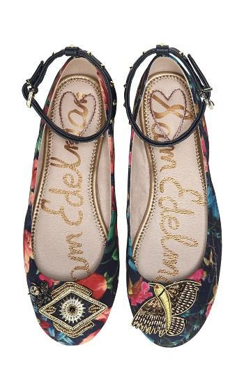 Women's Sam Edelman Ferrara Embellished Ankle Strap Flat .5 M - Blue