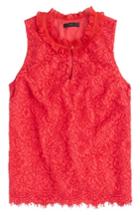 Women's J.crew Lace Ruffle Neck Top - Red
