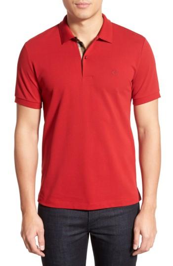 Men's Burberry Pique Polo, Size - Red