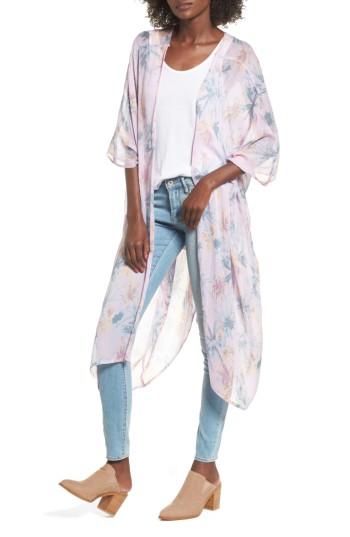 Women's Sole Society Faded Floral Duster Kimono Scarf, Size - Pink