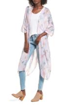 Women's Sole Society Faded Floral Duster Kimono Scarf, Size - Pink