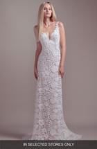Women's Blush By Hayley Paige Atlas Lace Sheath Wedding Dress, Size In Store Only - Ivory