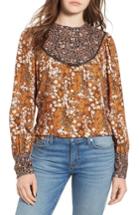 Women's Hinge Mix Print Top, Size - Brown