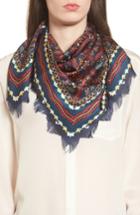 Women's Tory Burch Crocodile Silk Square Scarf, Size - Blue