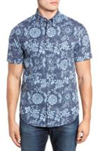 Men's Reyn Spooner Royal Chrysanthemums Fit Sport Shirt, Size Small - Blue