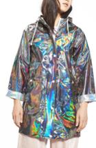 Women's Topshop Iridescent Rain Jacket Us (fits Like 0-2) - Metallic