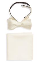 Men's The Tie Bar Formal Silk Bow Tie & Pocket Square Style Box, Size - Ivory