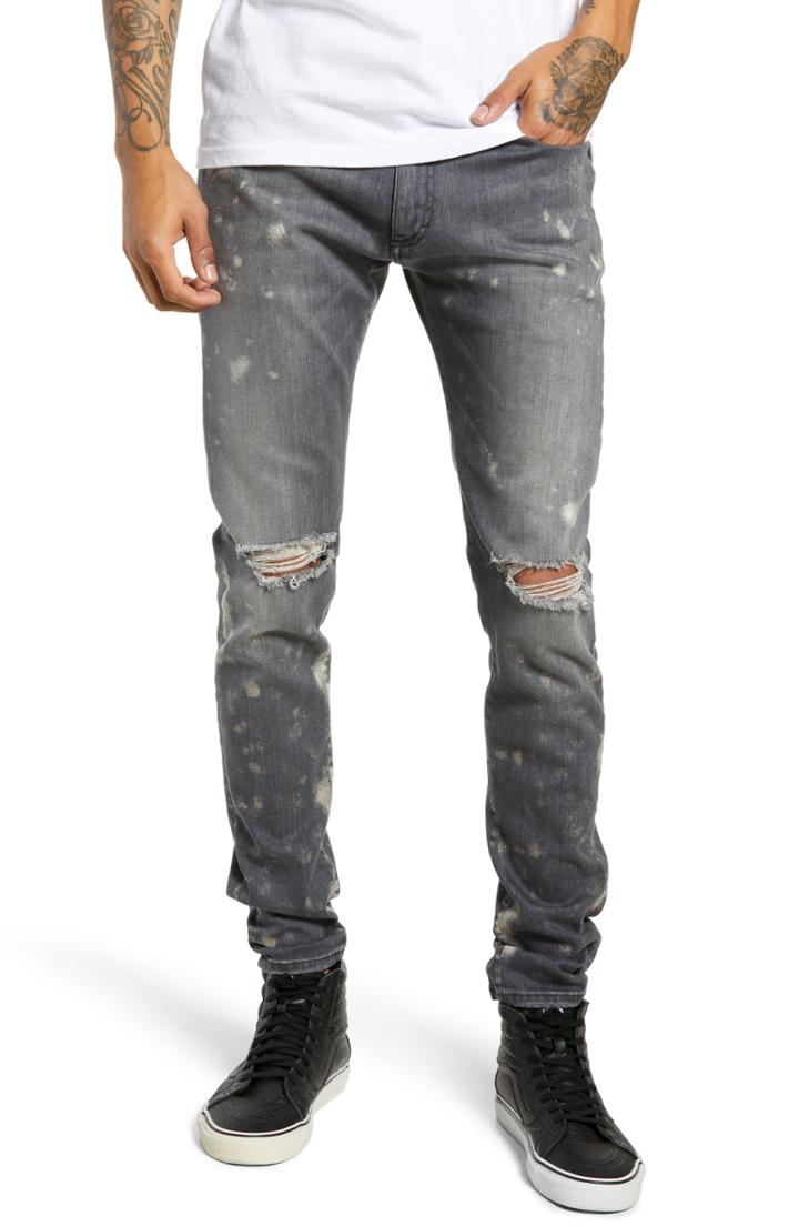 Men's Represent Destroyer Ripped Slim Fit Jeans - Grey
