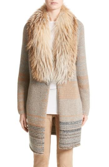 Women's Fabiana Filippi Cashmere Cardigan With Removable Genuine Fox Fur Collar Us / 38 It - Brown