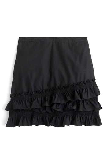 Women's J.crew Baby Armada Cotton Poplin Ruffle Mini Skirt - Black