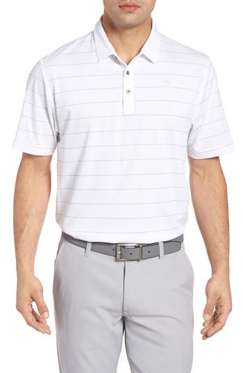 Men's Travis Mathew Stripe Cotton Blend Polo - White