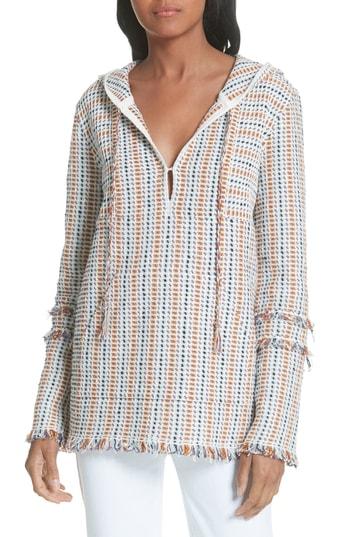 Women's Tory Burch Hollis Baja Hooded Pullover - Ivory