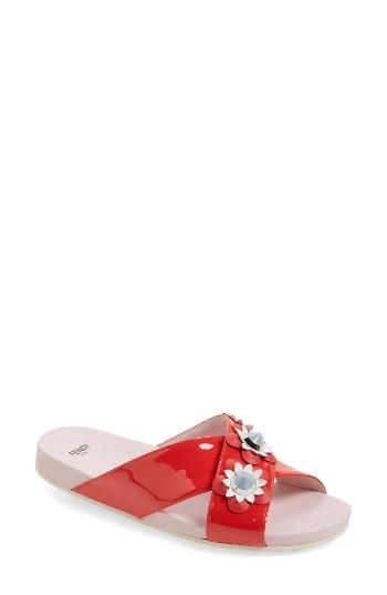 Women's Fendi Flowerland Slide Sandal .5us / 40eu - Red