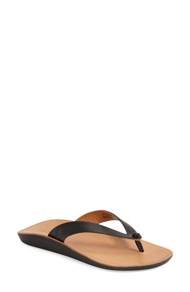 Women's Olukai 'loea' Flip Flop M - Black