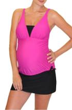 Women's Mermaid Maternity Tankini Top, Size - Red