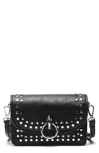 Sole Society Studded Faux Leather Crossbody Bag - Black