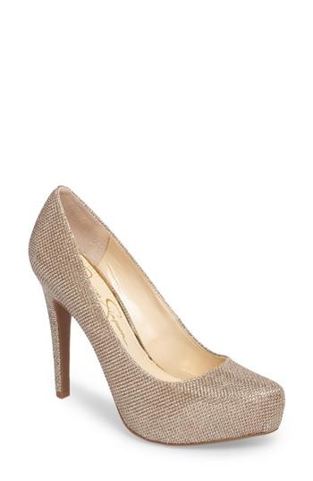 Women's Jessica Simpson Parisah Glitter Platform Pump M - Metallic