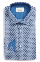 Men's Ted Baker London Endurance Begbie Trim Fit Print Dress Shirt .5 34/35 - Blue