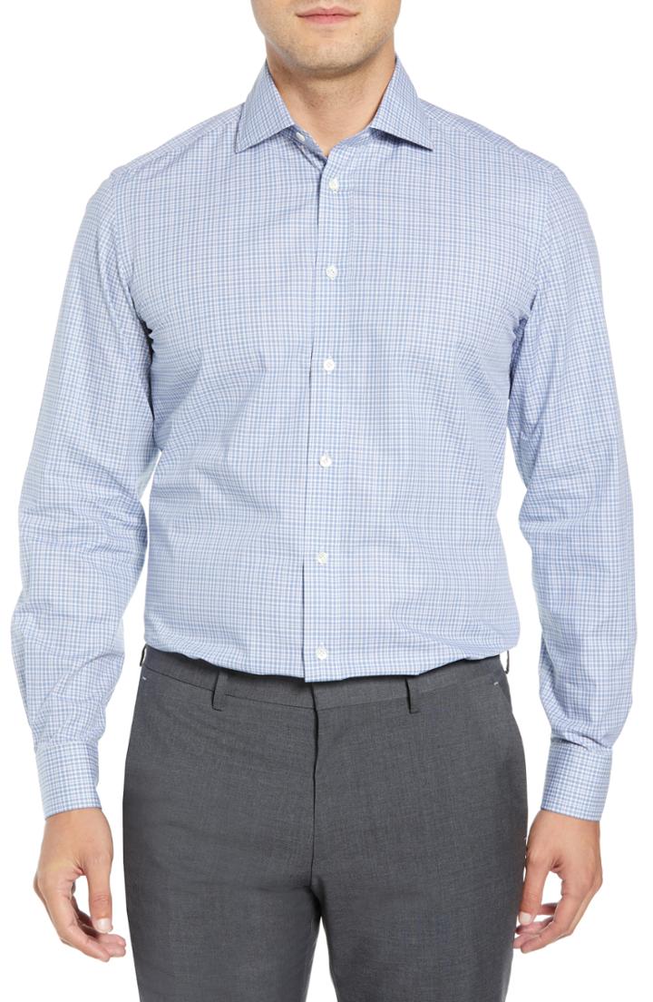 Men's Luciano Barbera Slim Fit Check Dress Shirt