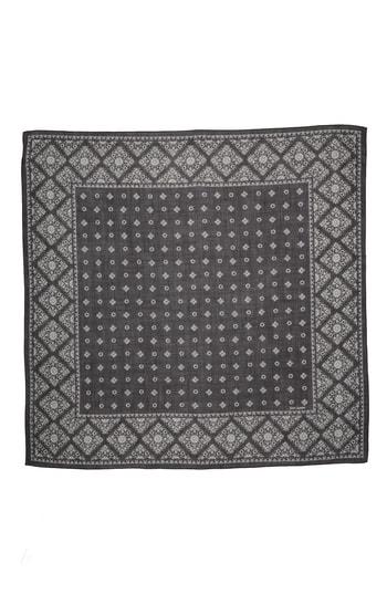 Women's Saint Laurent Folk Print Wool Square Scarf, Size - Black