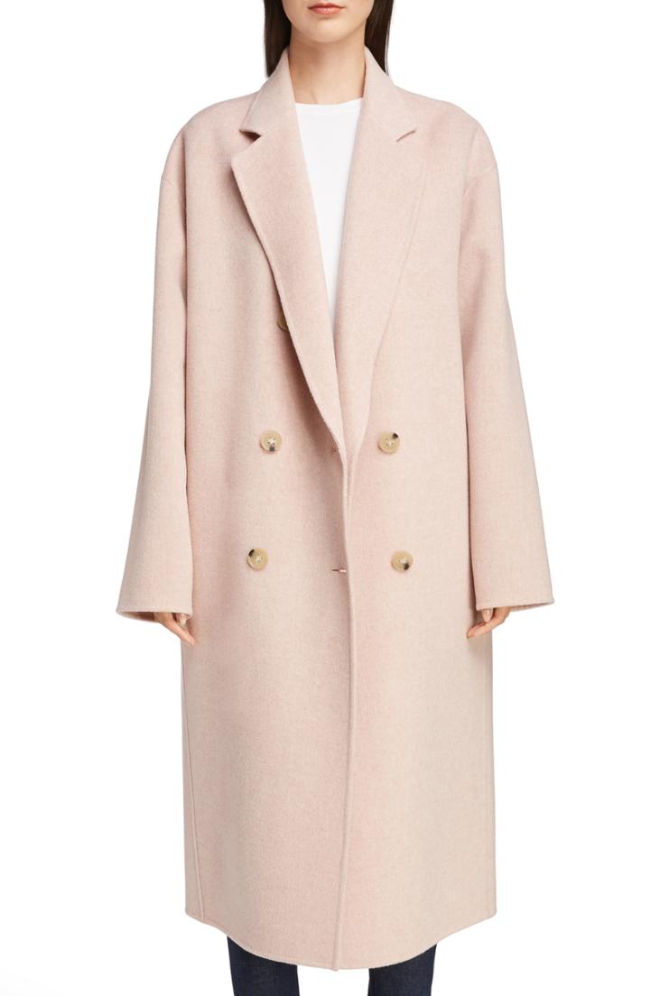 Women's Acne Studios Odethe Double Breasted Wool & Cashmere Coat Us / 32 Eu - Pink