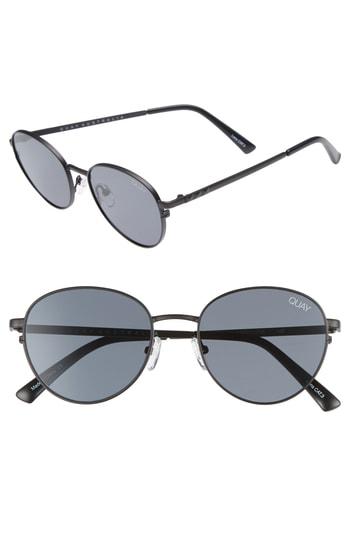 Women's Quay Australia Crazy Love 45mm Round Sunglasses - Black/ Smoke
