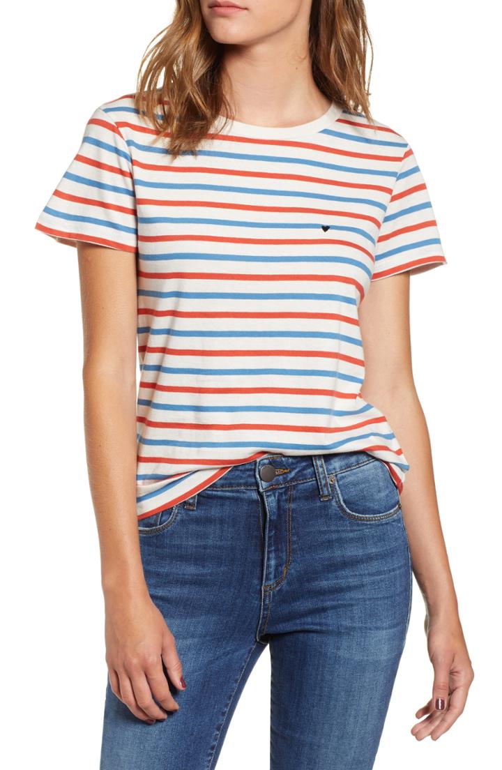Women's Sub Urban Riot Vanessa Heart Embroidered Vincent Stripe Tee