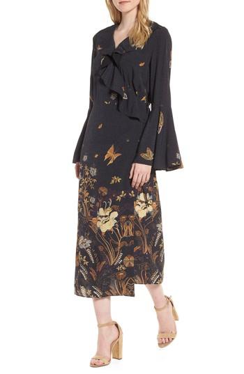 Women's Chelsea28 Jacquard Midi Wrap Dress, Size - Black