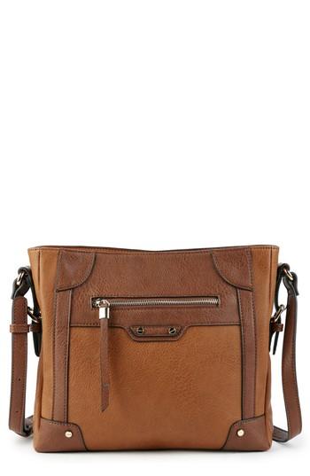 Sole Society Essential Flat Faux Leather Crossbody Bag - Brown