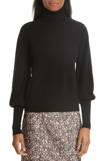 Women's Milly Blouson Sleeve Cashmere Sweater - Black