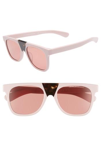 Women's Calvin Klein 53mm Rectangular Sunglasses - Blush