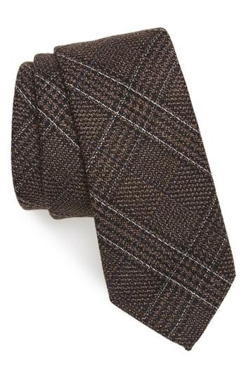 Men's Nordstrom Men's Shop Eastview Check Skinny Tie, Size - Brown