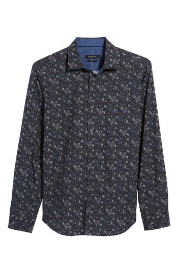 Men's Bugatchi Trim Fit Leaf Print Sport Shirt