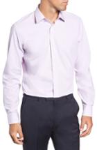 Men's Nordstrom Men's Shop Tech-smart Trim Fit Stretch Check Dress Shirt - 34/35 - Purple