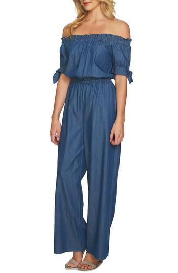 Women's Cece Off The Shoulder Wide Leg Jumpsuit - Blue