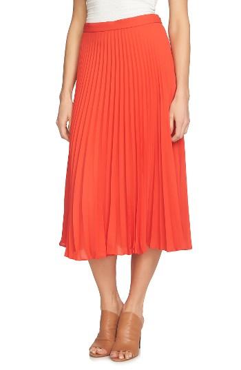 Women's 1.state Pleated Midi Skirt - Red