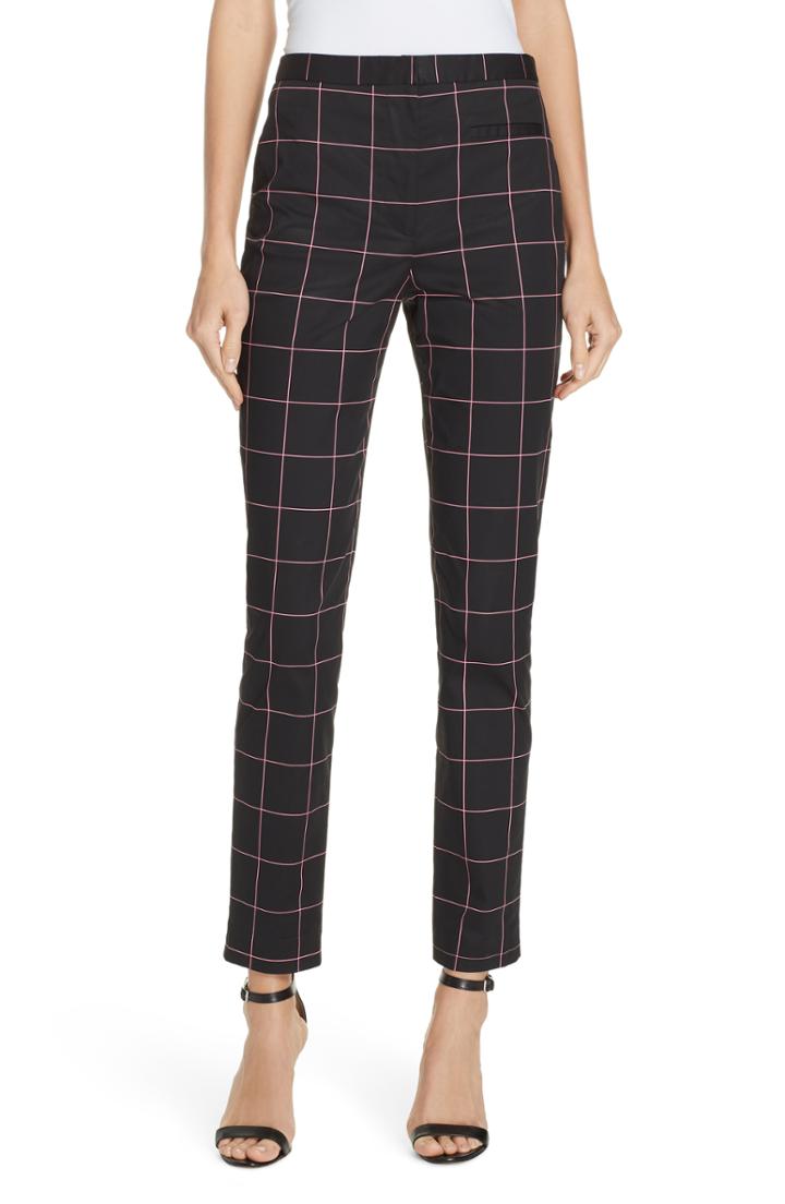 Women's Milly Check Skinny Pants - Black