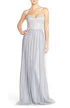 Women's Hayley Paige Occasions Strapless Metallic Lace & Net Gown