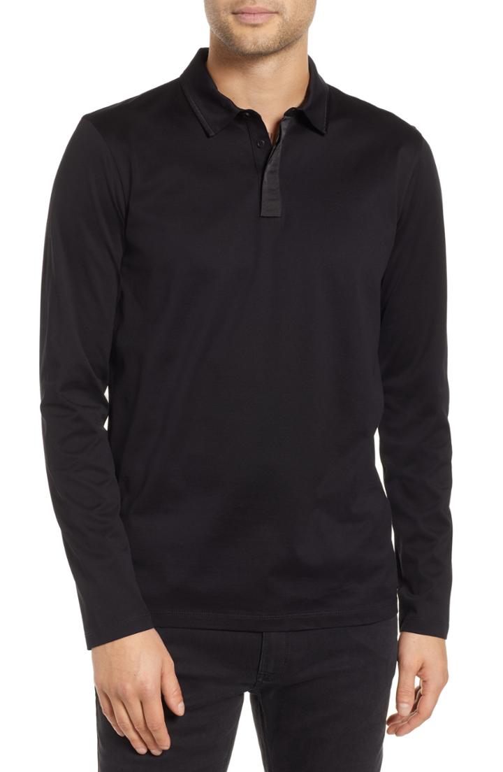 Men's Hugo Dalendar Mercerized Cotton Slim Fit Polo Shirt - Black