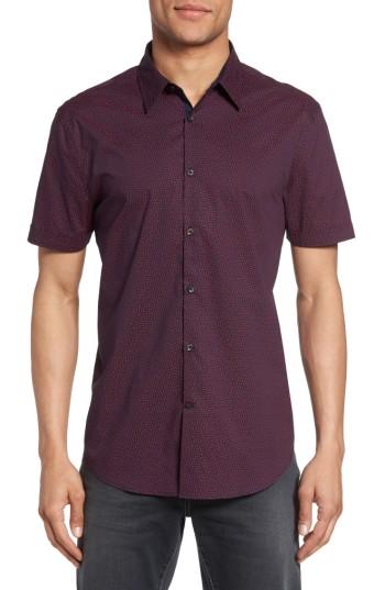 Men's John Varvatos Star Usa Trim Fit Print Sport Shirt, Size - Red