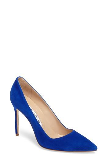 Women's Manolo Blahnik 'bb' Pointy Toe Pump .5us / 37.5eu - Blue