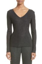 Women's St. John Collection Engineered Rib Sparkle Knit Sweater, Size - Grey