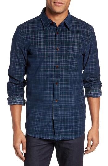 Men's French Connection Plaid Corduroy Sport Shirt, Size - Green