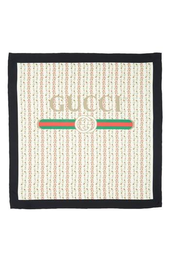 Women's Gucci Vintage Rose Foulard Silk Scarf, Size - Ivory