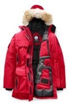 Women's Canada Goose Expedition Hooded Down Parka With Genuine Coyote Fur Trim - Red